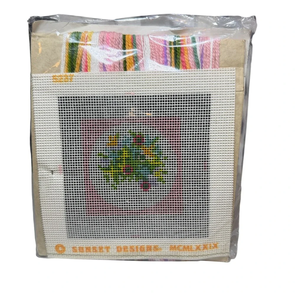 Sunset Designs Jiffy Needlepoint Kit Lace Nosegay Pink 5237 Vintage 1979 New